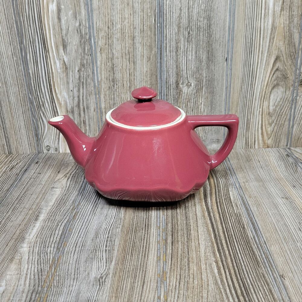 Vintage Hall China Baltimore Teapot Lid Burgundy Maroon MCM Pottery